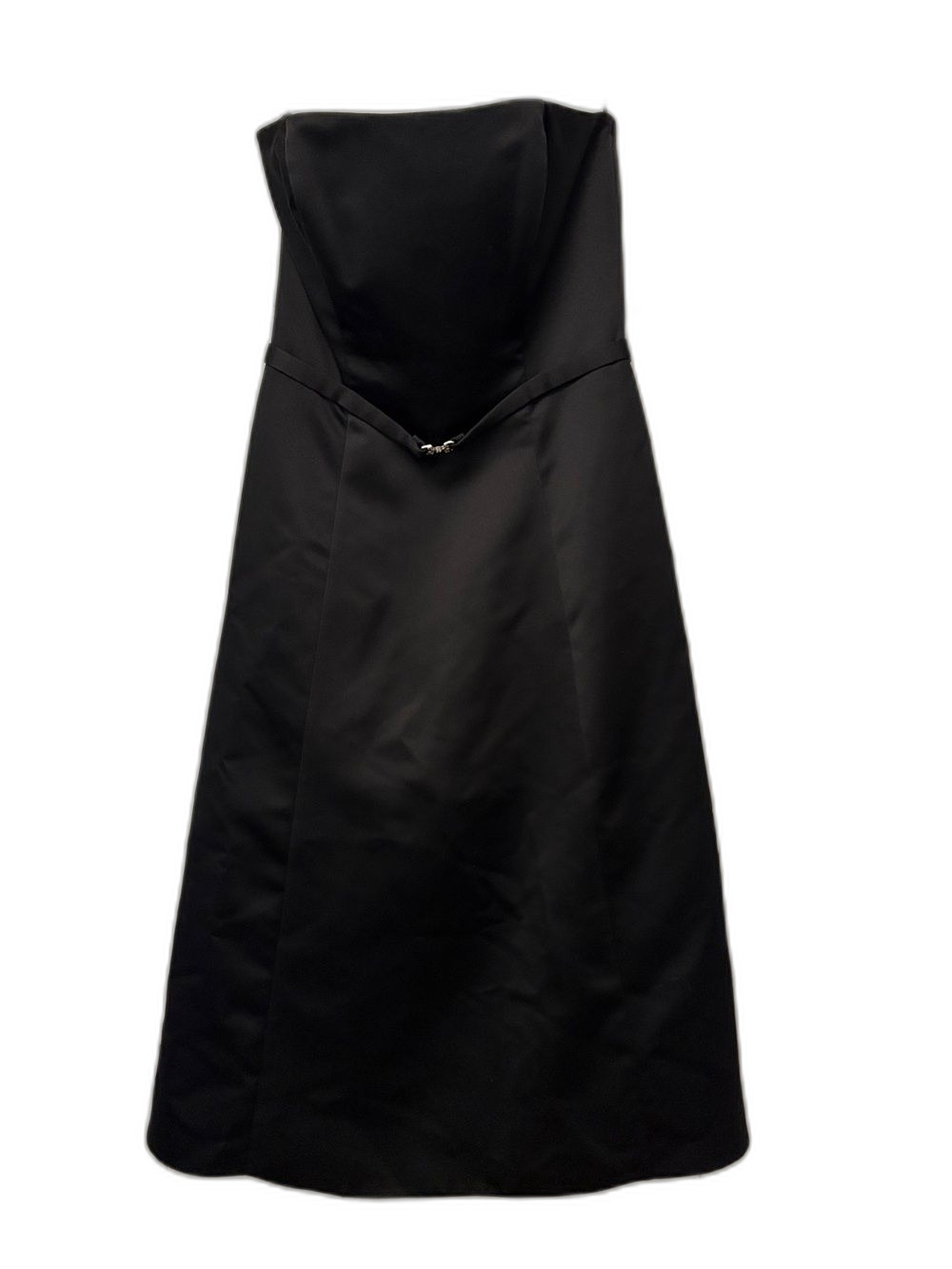 Vintage Michelangelo Black Satin Strapless Cocktail Dress (Style 8355) - Size 8